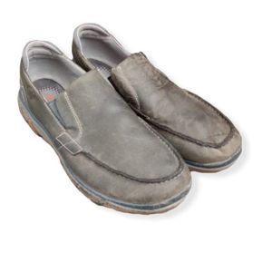 Merrell Pewter Gray Leather men’s Loafer Slip On Walking Hiking Shoes Mens 9.5